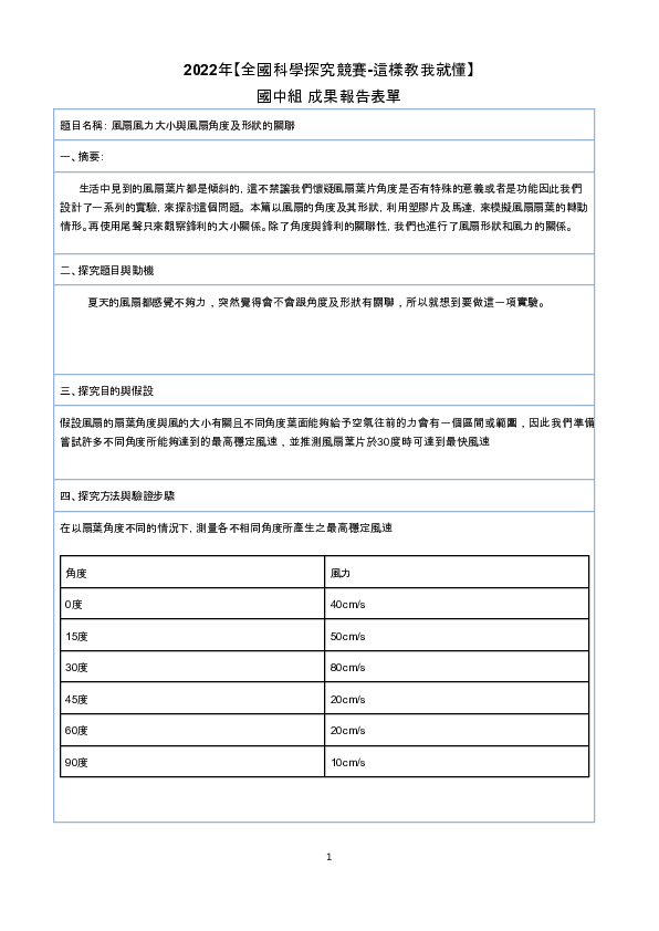 B0072_風扇風力大小與風扇角度及形狀的關聯